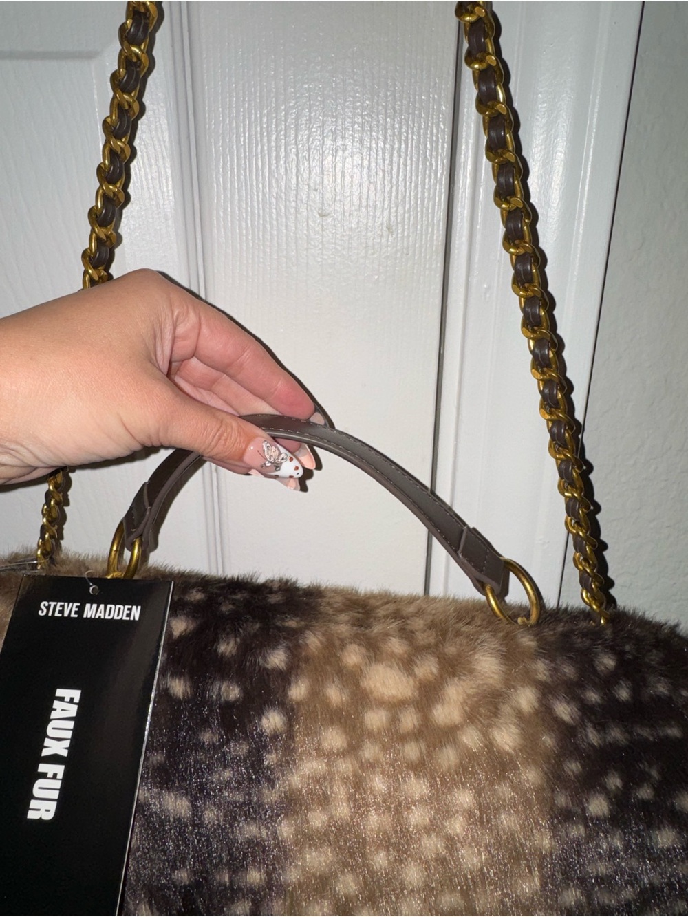 Steve Madden Deer Print Faux Fur Shoulder Bag New with Tags - Picture 11 of 15